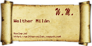 Welther Milán névjegykártya